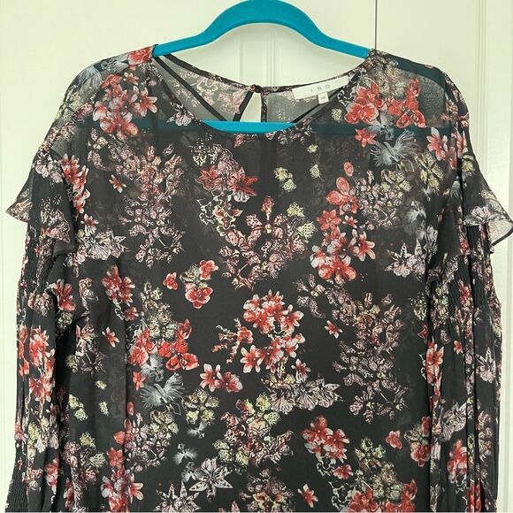 IRO Averen Black Ruffle Chiffon Dress Size 36 - Picture 6 of 15